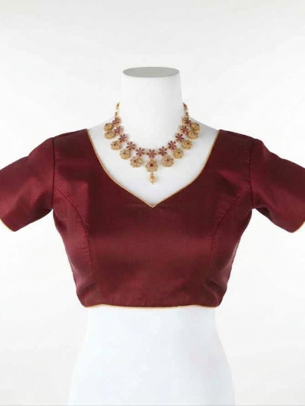 New silk blend saree / lehenga blouse in maroon